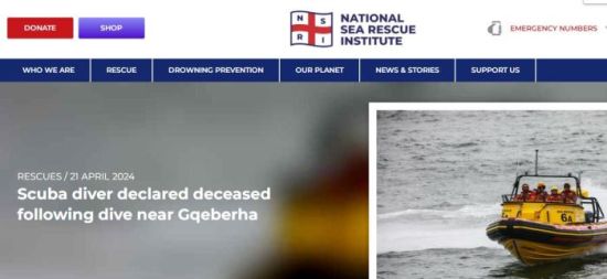 图片来源：南非国家海上救援协会网站截图